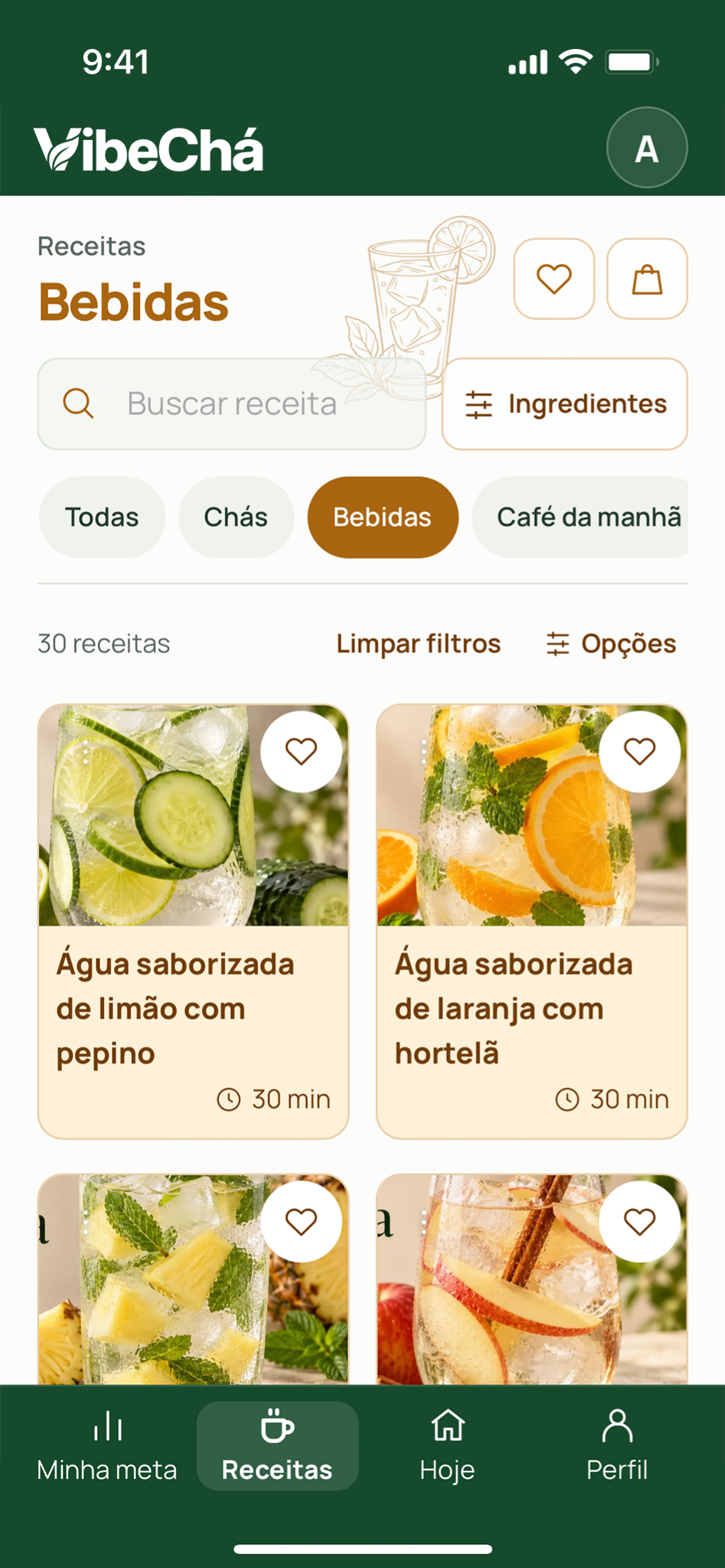 Tela real do aplicativo VibeChá