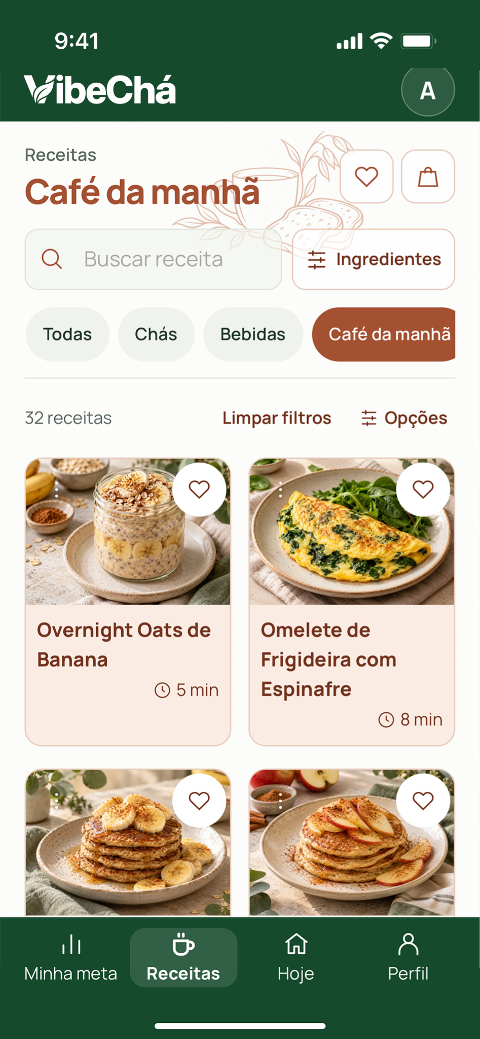 Tela real do aplicativo VibeChá