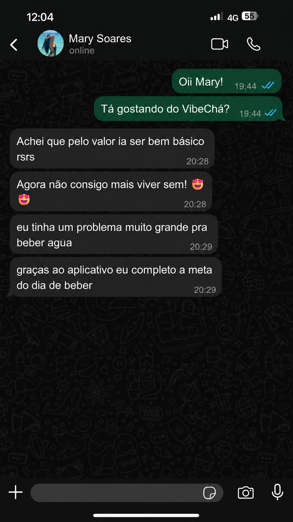 Conversa de Mary Soares sobre sua experiência com o VibeChá